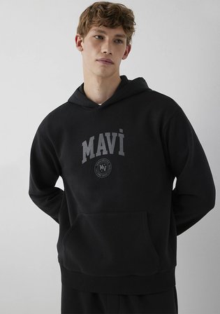 Mavi Logo Baskılı Kapüşonlu Siyah Sweatshirt 0S10646-900