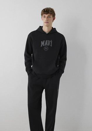 Mavi Logo Baskılı Kapüşonlu Siyah Sweatshirt 0S10646-900