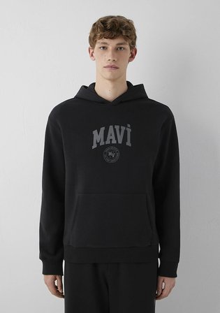 Mavi Logo Baskılı Kapüşonlu Siyah Sweatshirt 0S10646-900