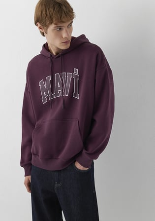Mavi Logo Baskılı Kapüşonlu Mor Sweatshirt 067149-70434
