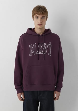 Mavi Logo Baskılı Kapüşonlu Mor Sweatshirt 067149-70434