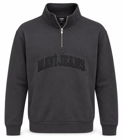 Mavi M0S20113-91405 Mavi Jeans Logo Nakışlı Yarım Fermuarlı Erkek Sweatshirt