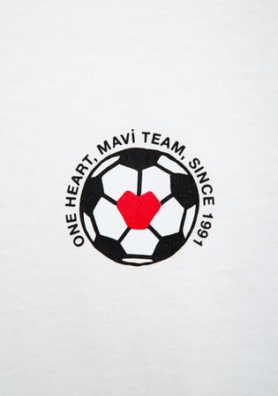 Team Mavi Futbol Koleksiyonu Baskılı Beyaz Tişört 0620256-620