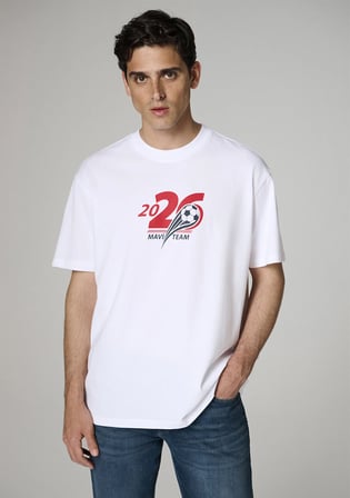 Team Mavi Futbol Koleksiyonu Baskılı Beyaz Tişört 0620253-620