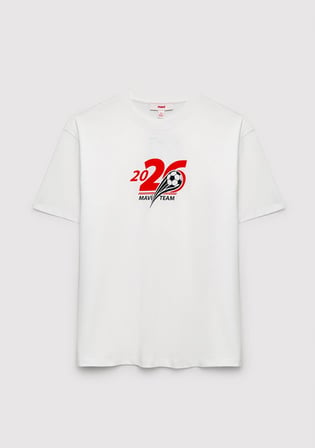 Team Mavi Futbol Koleksiyonu Baskılı Beyaz Tişört 0620253-620