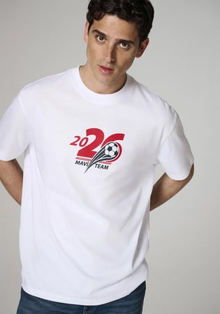 Team Mavi Futbol Koleksiyonu Baskılı Beyaz Tişört 0620253-620