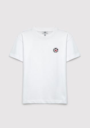 Team Mavi Futbol Koleksiyonu Baskılı Beyaz Çocuk Tişört 6620013-620