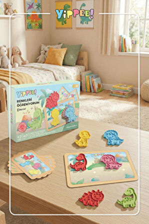 Renkleri Öğreniyorum Dinozor - Renk Eşleştirme Eğitici Oyun Seti