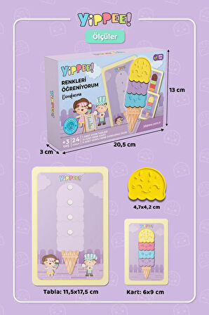 Renkleri Öğreniyorum Dondurma - Renk Eşleştirme Eğitici Oyun Seti