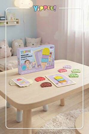 Renkleri Öğreniyorum Dondurma - Renk Eşleştirme Eğitici Oyun Seti