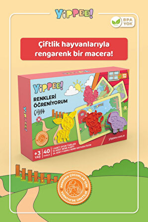 Renkleri Öğreniyorum Çiftlik Hayvanları - Renk Eşleştirme Eğitici Oyun Seti
