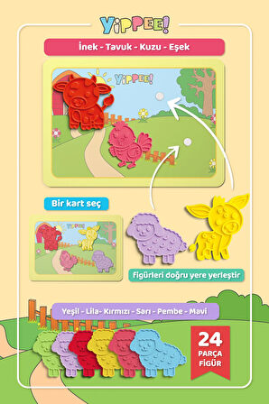 Renkleri Öğreniyorum Çiftlik Hayvanları - Renk Eşleştirme Eğitici Oyun Seti