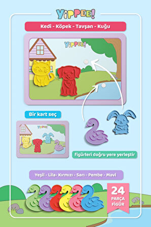 Renkleri Öğreniyorum Evcil Hayvanlar - Renk Eşleştirme Eğitici Oyun Seti