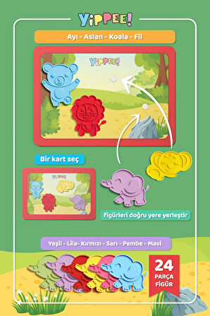 Renkleri Öğreniyorum Orman Hayvanları - Renk Eşleştirme Eğitici Oyun Seti