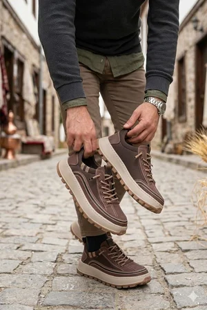Guja 26Y514 Rahat Hafif Taban Tekstil Lastik Bağcıklı Sneaker Erkek Ayakkabı