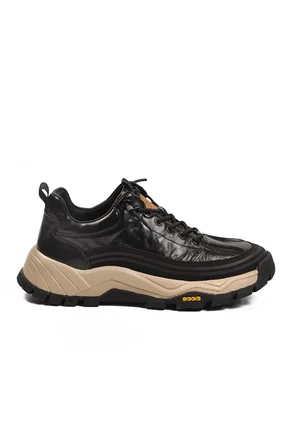 Guja 26k570 Erkek Hakiki Deri Lastik Bağcıklı Sneaker Siyah