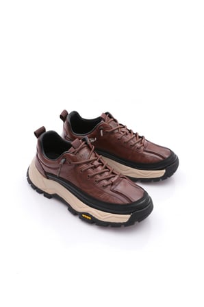Guja 26k570 Erkek Hakiki Deri Lastik Bağcıklı Sneaker Kahve
