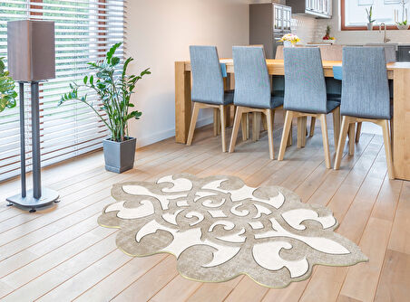 Dekoreko Figürlü Özel Kesim Halı 102 Krem