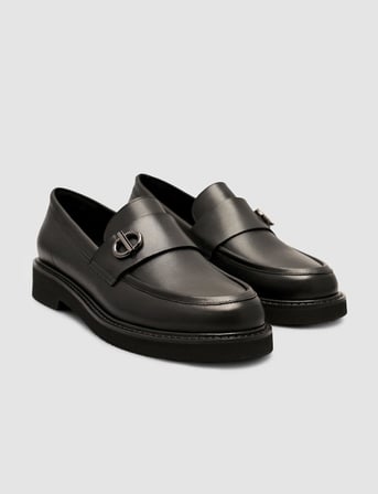 Kylamir %100 Hakiki Deri Siyah Tokalı Kadın Loafer Ayakkabı