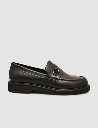 Kylamir %100 Hakiki Deri Siyah Tokalı Kadın Loafer Ayakkabı