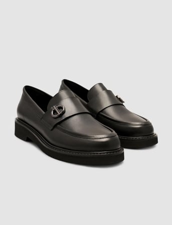 Kylamir %100 Hakiki Deri Siyah Tokalı Kadın Loafer Ayakkabı