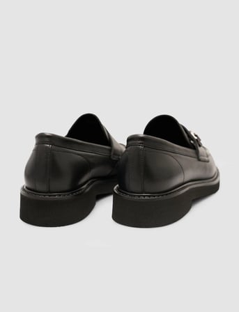Kylamir %100 Hakiki Deri Siyah Tokalı Kadın Loafer Ayakkabı