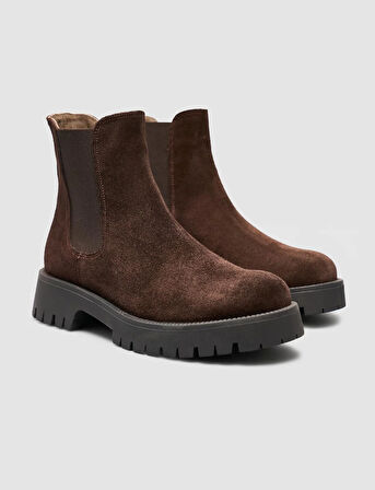  %100 Süet Deri Kahverengi Kadın Günlük Bot