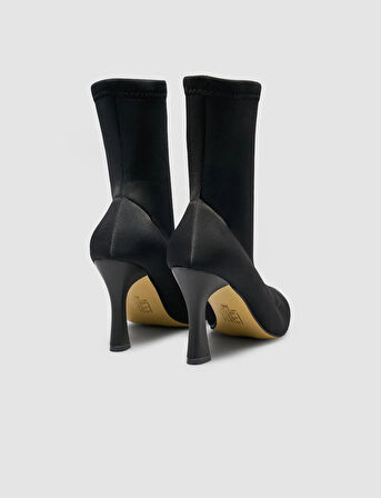  Streç Siyah Kadın Topuklu Bot