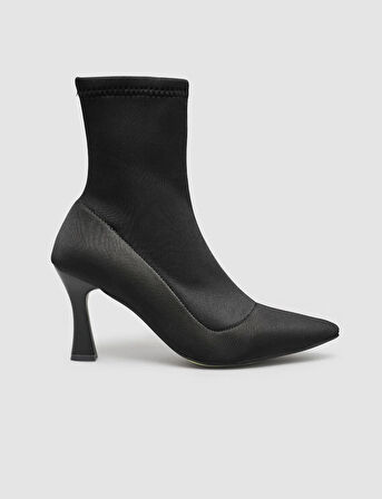  Streç Siyah Kadın Topuklu Bot