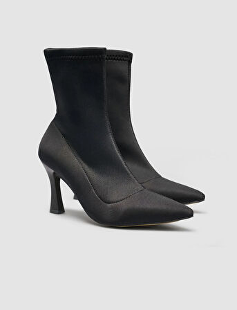  Streç Siyah Kadın Topuklu Bot