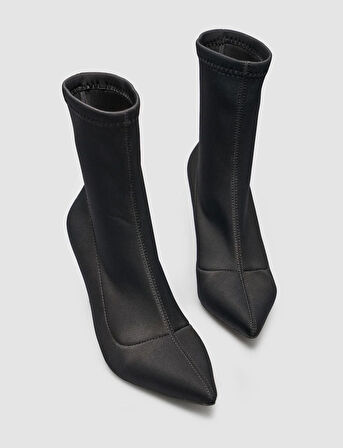  Streç Siyah Kadın Topuklu Bot
