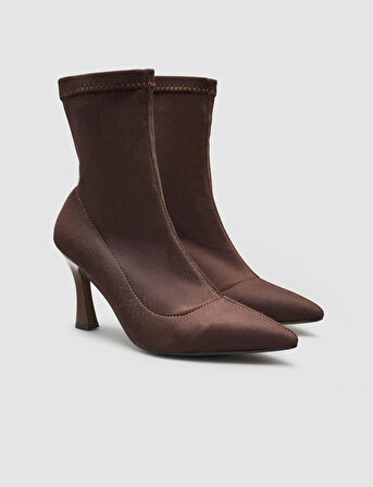  Streç Kahverengi Kadın Topuklu Bot