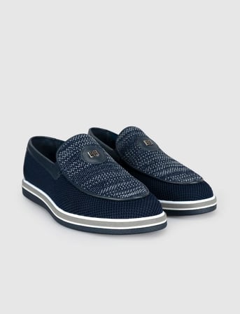 Lacivert Örgü Dokulu Hafif Loafer