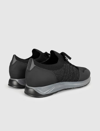 Siyah Bağcıklı Dokulu Örgü Sneaker