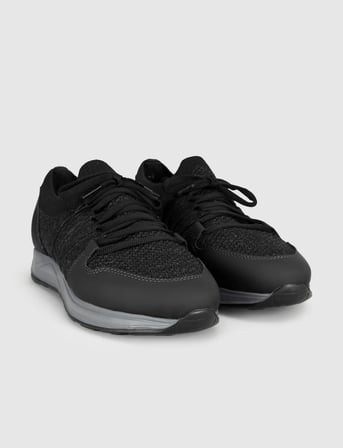 Siyah Bağcıklı Dokulu Örgü Sneaker