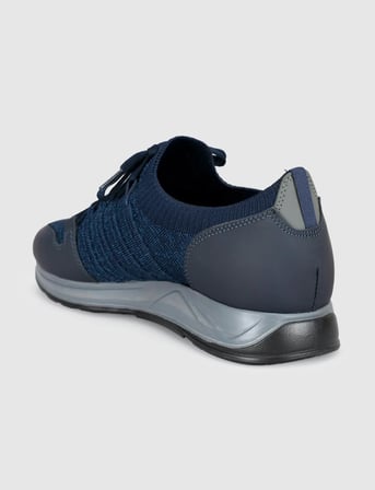 Lacivert Bağcıklı Dokulu Örgü Sneaker