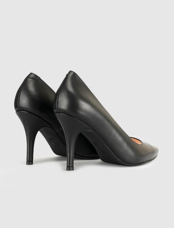 Romavex Siyah Hakiki Deri Klasik Stiletto Kadın Ayakkabı