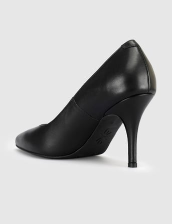 Romavex Siyah Hakiki Deri Klasik Stiletto Kadın Ayakkabı