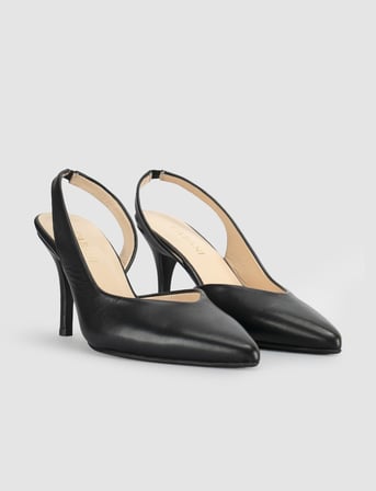 Lumava Siyah Süet Hakiki Deri Slingback Stiletto Kadın Ayakkabı