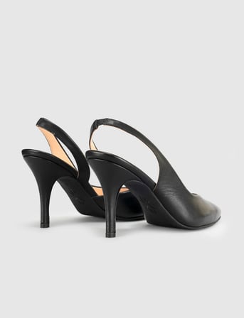 Lumava Siyah Süet Hakiki Deri Slingback Stiletto Kadın Ayakkabı