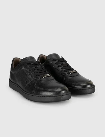 Siyah Hakiki Deri Erkek Sneaker Ayakkabı