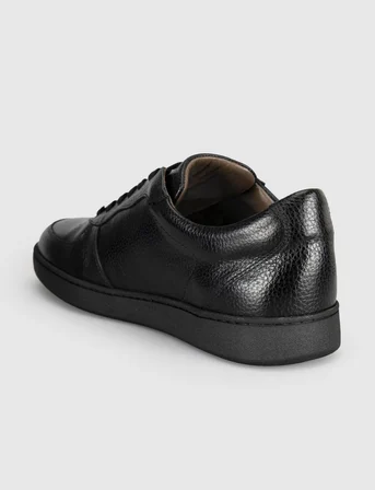 Siyah Hakiki Deri Erkek Sneaker Ayakkabı