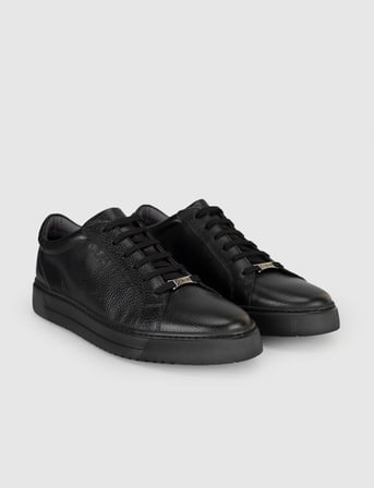 Erkek Siyah Hakiki Deri Günlük Sneaker Ayakkabı