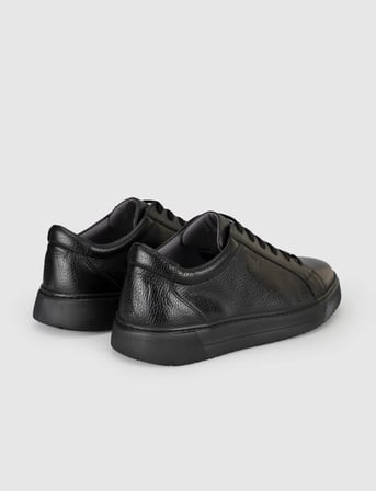 Erkek Siyah Hakiki Deri Günlük Sneaker Ayakkabı