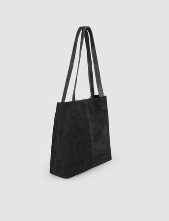 Siyah Hakiki Dana Deri Kadın Shopper Omuz Çantası