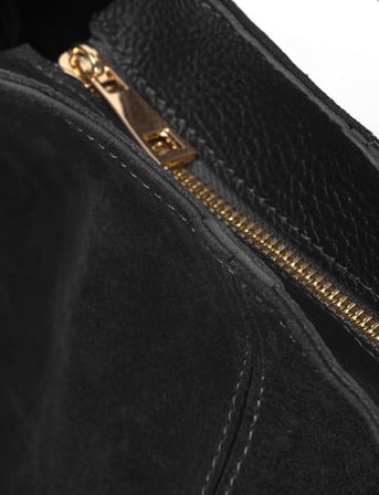 Siyah Hakiki Dana Deri Kadın Shopper Omuz Çantası