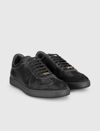 Hakiki Dana Deri Siyah Süet Erkek Sneaker Ayakkabı