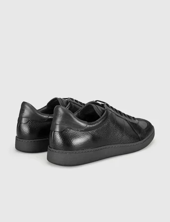 Hakiki Dana Deri Siyah Süet Erkek Sneaker Ayakkabı