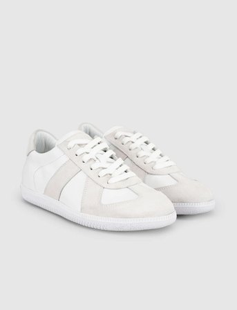 Kadın Beyaz Hakiki Deri Retro Şerit Detaylı Sneaker