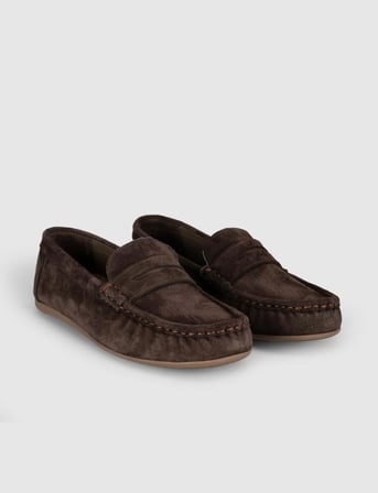 Kahverengi Süet Hakiki Deri Kadın Loafer
